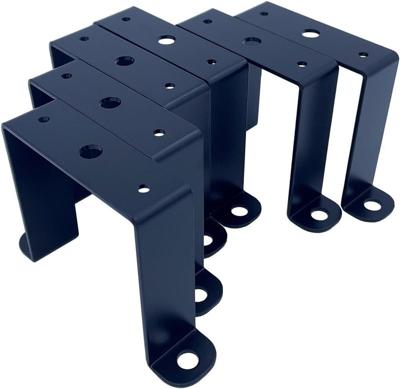 Jouray 6 PCS 3x3" Square Pipe Tube Strap Clamps,3 inch metal u shaped bracket, steel u clamp bracket for mounting,Powder Coated Black - Image 1